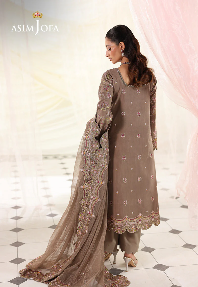 AJUEVD-10 EMBROIDERED SPUN RAW SILK Stitched 3 PCS - Image 2