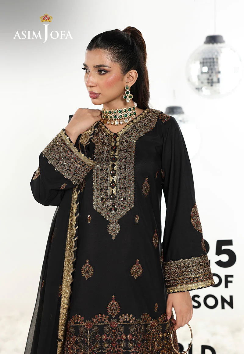 AJUEVD-18 EMBROIDERED SILK Stitched 3 PCS - Image 5
