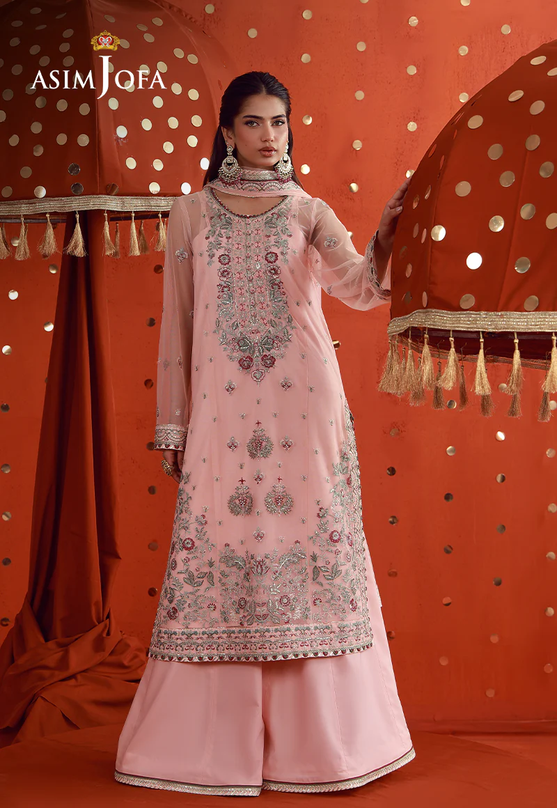 AJULFB-06 Embroidered Poly Net Unstitched 3 Pcs