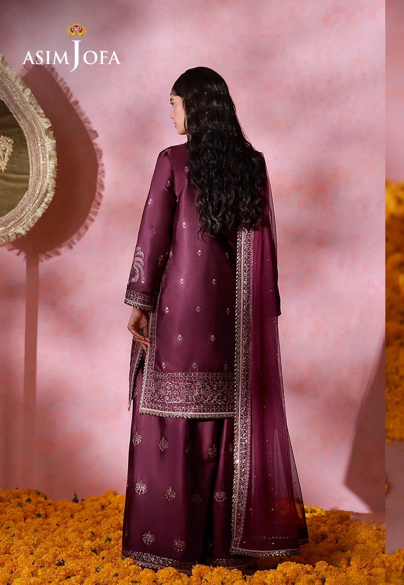 AJULFI-03 Embroidered Charmeuse Silk Unstitched 3 Pcs - Image 6