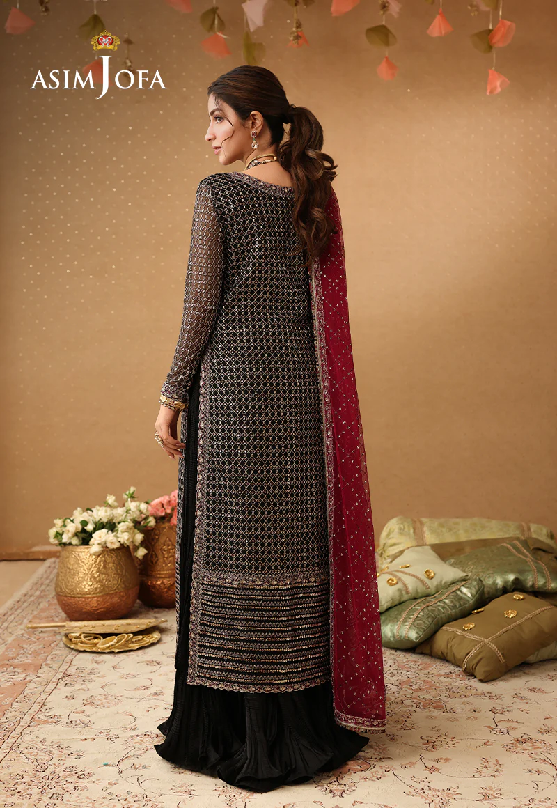 AJULIF-01 Embroidered Poly Net Unstitched 3 Pcs - Image 5