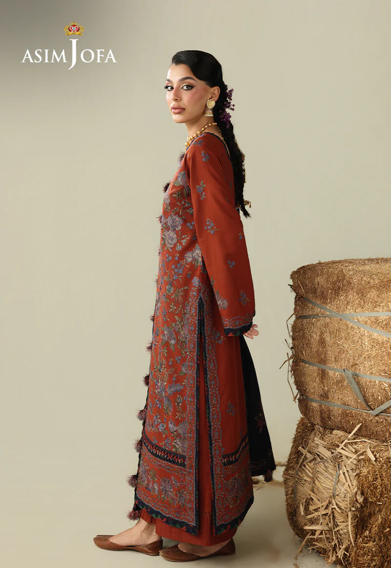 AJULK-02 Embroidered Rod Unstitched 3 Pcs - Image 5