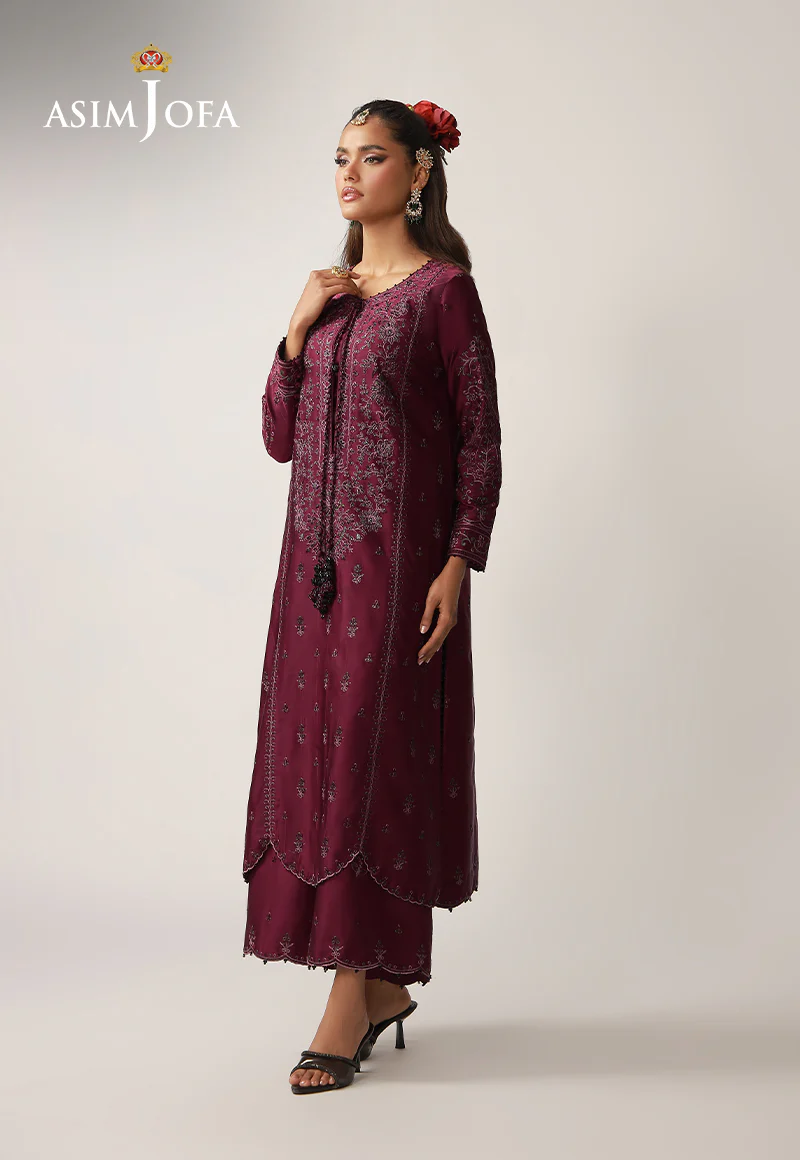 AJULO-03 Embroidered Charmeuse Silk Unstitched 2 Pcs - Image 2
