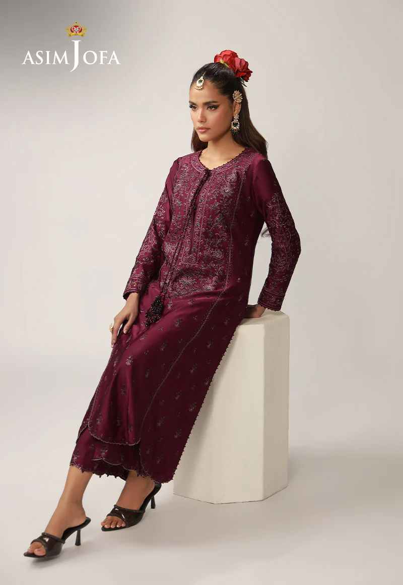 AJULO-03 Embroidered Charmeuse Silk Unstitched 2 Pcs - Image 6