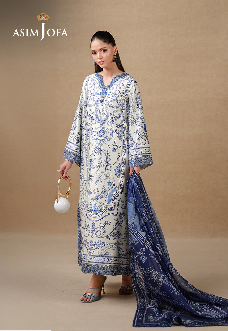 AJULSC-05 Embroidered Charmeuse Silk Unstitched 3 Pcs - Image 3