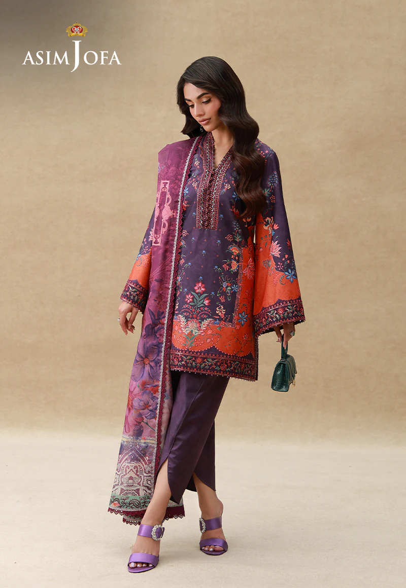 AJULSC-10 Embroidered Crepe Silk Unstitched 3 Pcs - Image 6