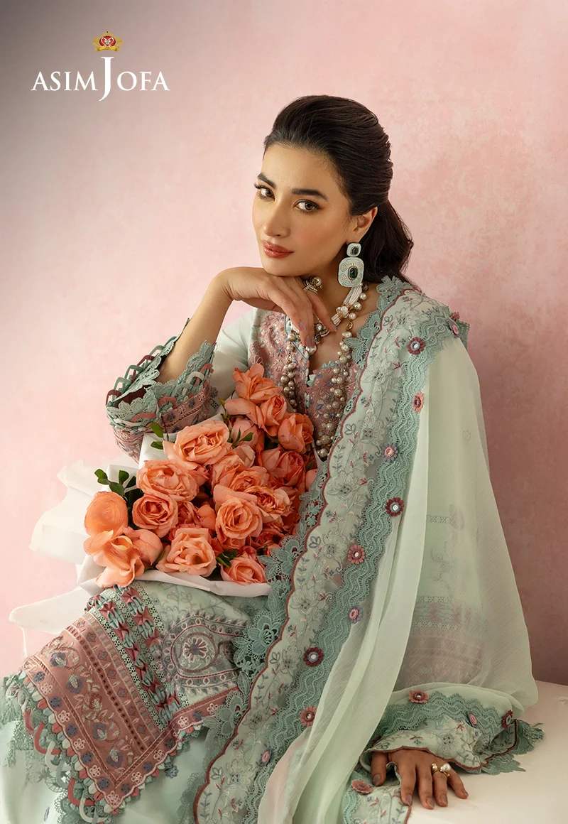 AJULW-08 Embroidered Lawn Unstitched 3 Pcs - Image 8