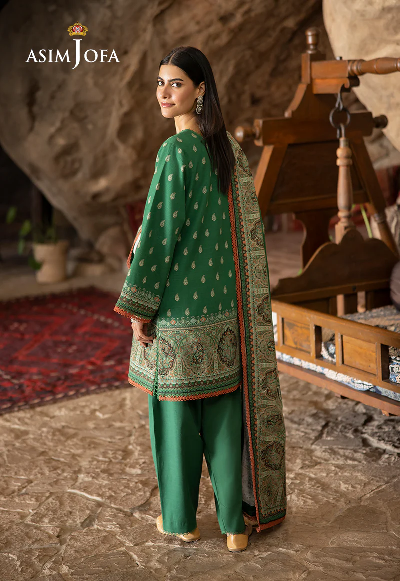 AJUW-32 PRINTED KHADDAR 3 Pcs - Image 2