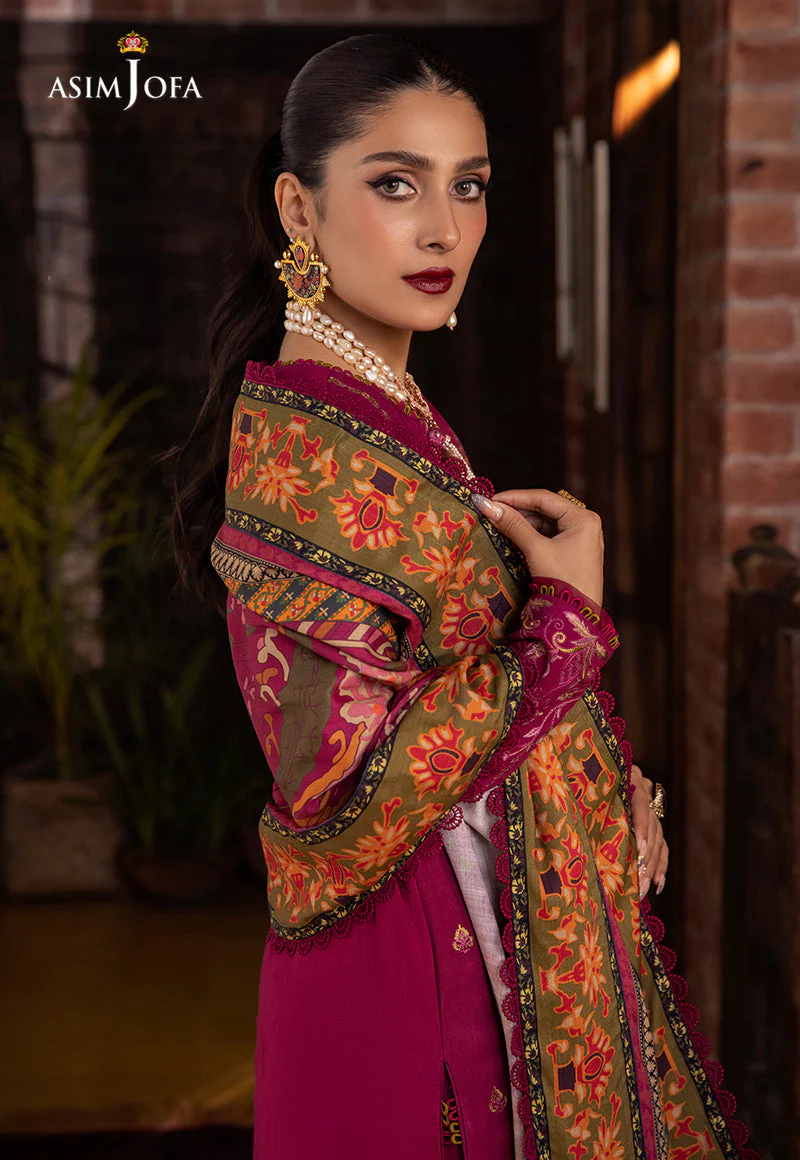 AJW-18 DESIGNERS STITCHED EMBROIDERED LINEN SLUB 3 PCS - Image 8