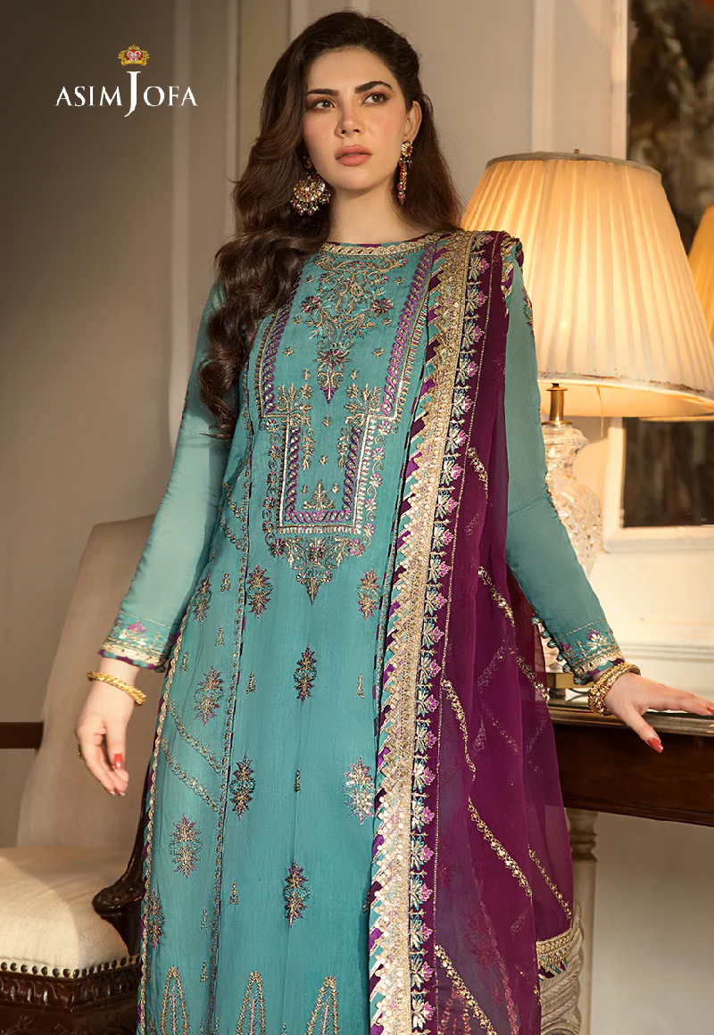 AJZS-17 EMBROIDERED CHANDERI COTTON 3 PCS - Image 4